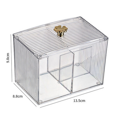 Cutie de depozitare cu tampon de bumbac acrilic transparent pentru îndepărtarea machiajului de birou rezistentă la praf Ruj de bumbac Organizație de depozitare a produselor cosmetice