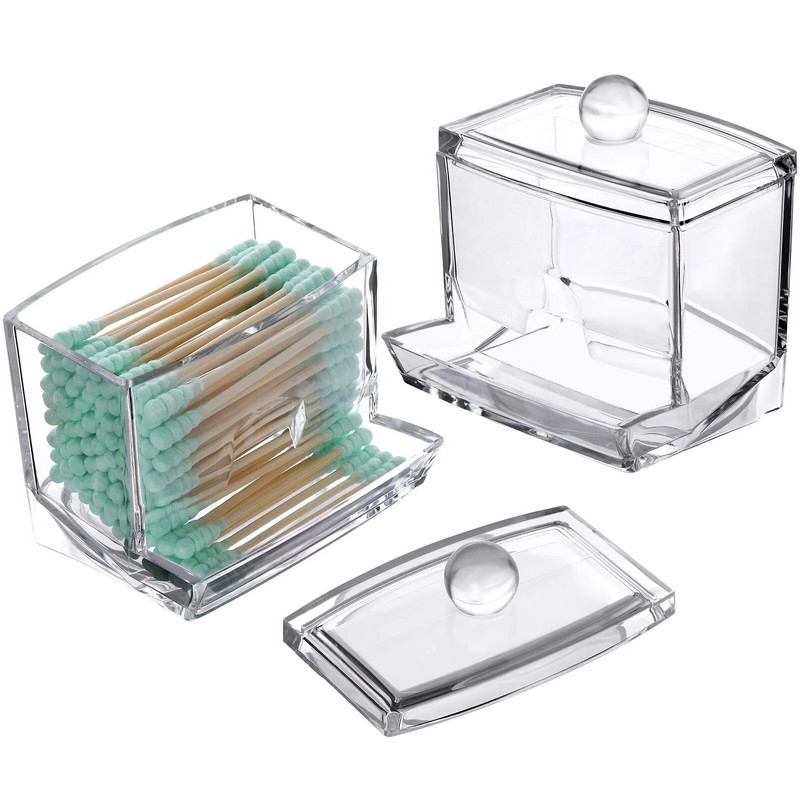 1 kom prozirna plastična kutija za pamučne štapiće, držač za pohranu pamučnih štapića, držač za pamučne jastučiće, dozator kutije za pamučne štapiće
