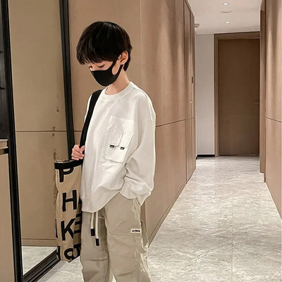 Berniukams tinkami 2022 m. pavasario ir rudens rūbai su ilgomis rankovėmis, megztiniai vaikams, vidutinio dydžio ir dideliems vaikams, laisvi pavasariniai drabužiai