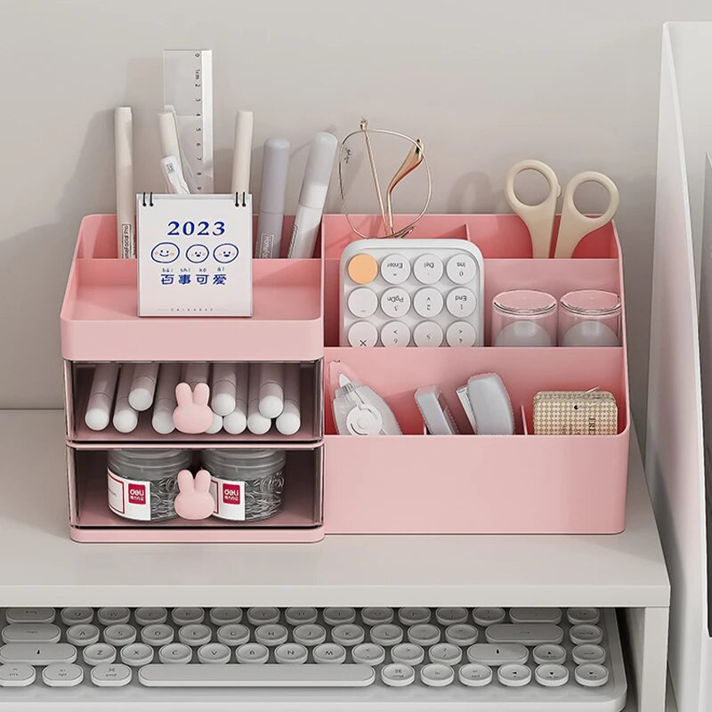 Stalinio makiažo tvarkyklės Stalčiaus tipas Kelių skyrių Odos priežiūros makiažo šepetėlių laikiklis Kosmetikos raštinės reikmenų laikymo dėžutė