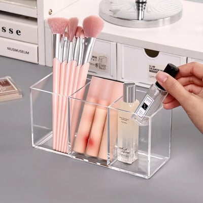 Organizator de machiaj acrilic cu 3 găuri Machiaj cosmetic Instrument acrilic pentru perie de machiaj Suport perie de machiaj Organizator Instrument de machiaj