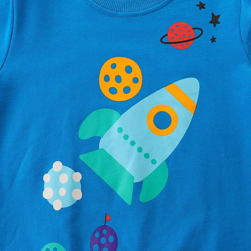 Φούτερ Bumeex Boys Rocket εμπριμέ με μακρυμάνικο πουλόβερ Φούτερ βαμβακερά casual μπλουζάκια 2-7 ετών Παιδιά Φθινόπωρο και Χειμώνας