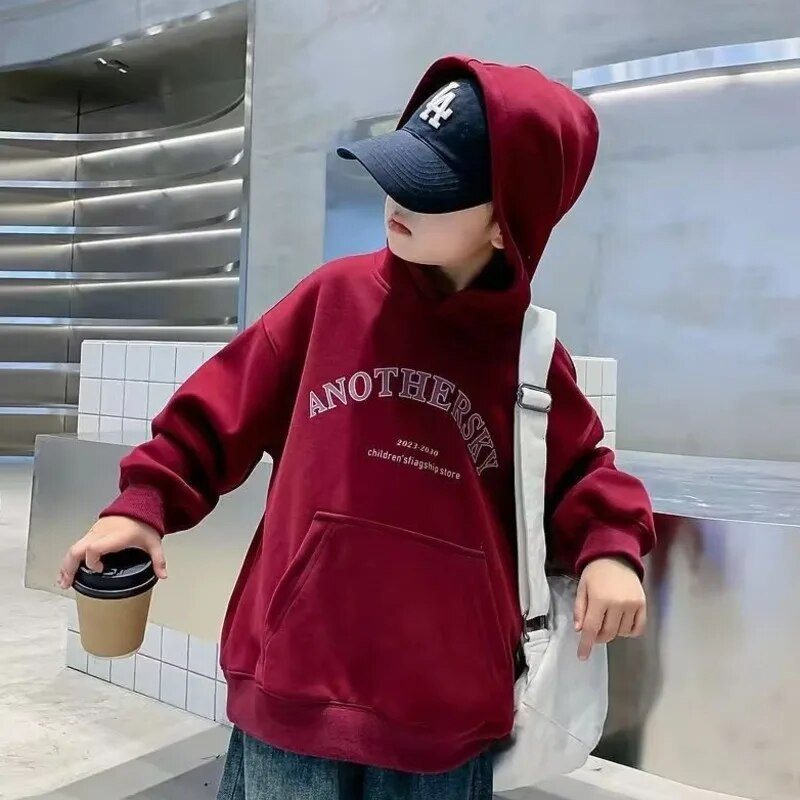 Βρεφικό πουλόβερ με κουκούλα για παιδική μόδα Μινιμαλιστικό και ευέλικτο Baby Boy Letter με κουκούλα Μεγάλη τσέπη πουλόβερ για φθινοπωρινά ρούχα