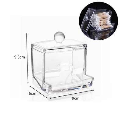 2 viename akrilo medvilninio tampono makiažo dėžutė, nešiojama skaidraus makiažo talpykla, medvilnės pagalvėlių laikiklis, kosmetikos laikymo dėžutė papuošalų laikiklis