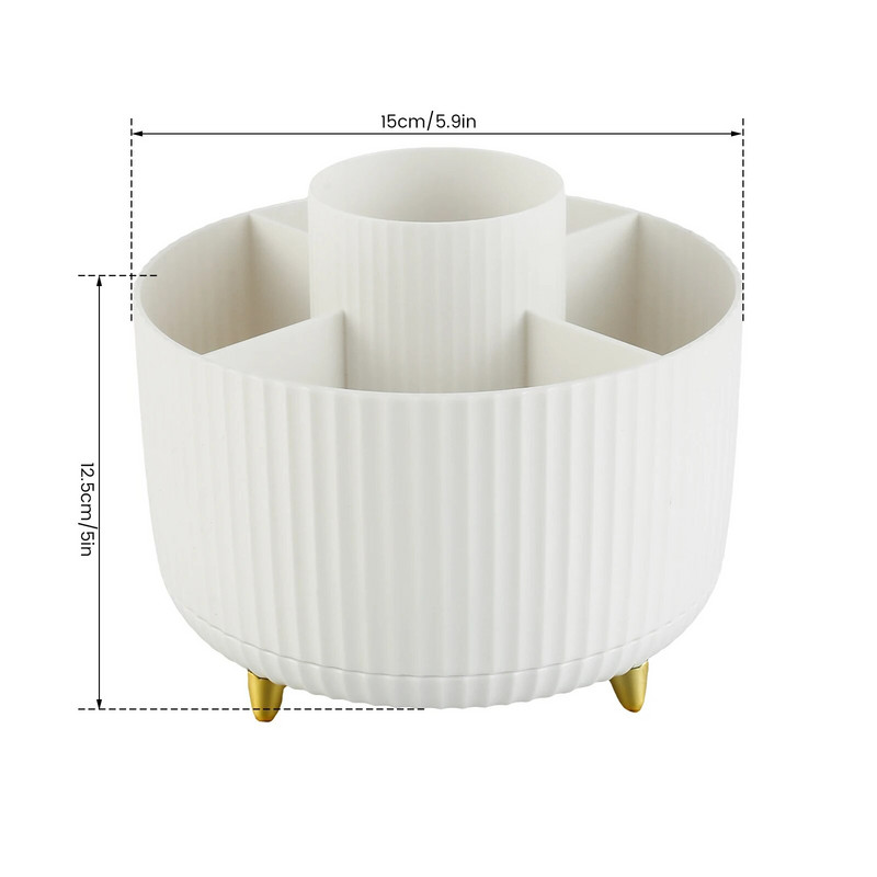 360° pöörlev 5 kambriga meigikorder, pöördetahvliga kosmeetikatoodete hoiukarp Ümmargune pöörlev meigipintslihoidja Uus