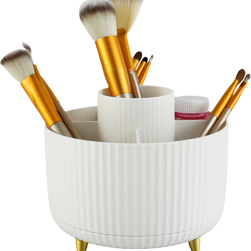 360° pöörlev 5 kambriga meigikorder, pöördetahvliga kosmeetikatoodete hoiukarp Ümmargune pöörlev meigipintslihoidja Uus