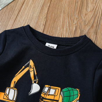 PatPat Toddler Boy 100% памук Ежедневен пуловер суичър с принт на превозни средства