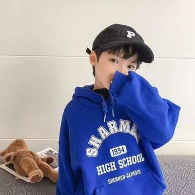 Blue Boysi laste kevadine ja sügisene uus vabaaja mitmekülgne kampsun Baby avara kapuutsiga plüüsi ja paksendatud talverõivastega