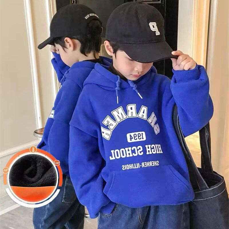 Blue Boysi laste kevadine ja sügisene uus vabaaja mitmekülgne kampsun Baby avara kapuutsiga plüüsi ja paksendatud talverõivastega