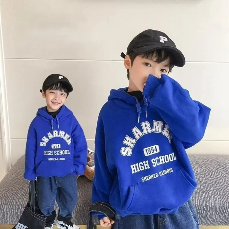 Blue Boysi laste kevadine ja sügisene uus vabaaja mitmekülgne kampsun Baby avara kapuutsiga plüüsi ja paksendatud talverõivastega