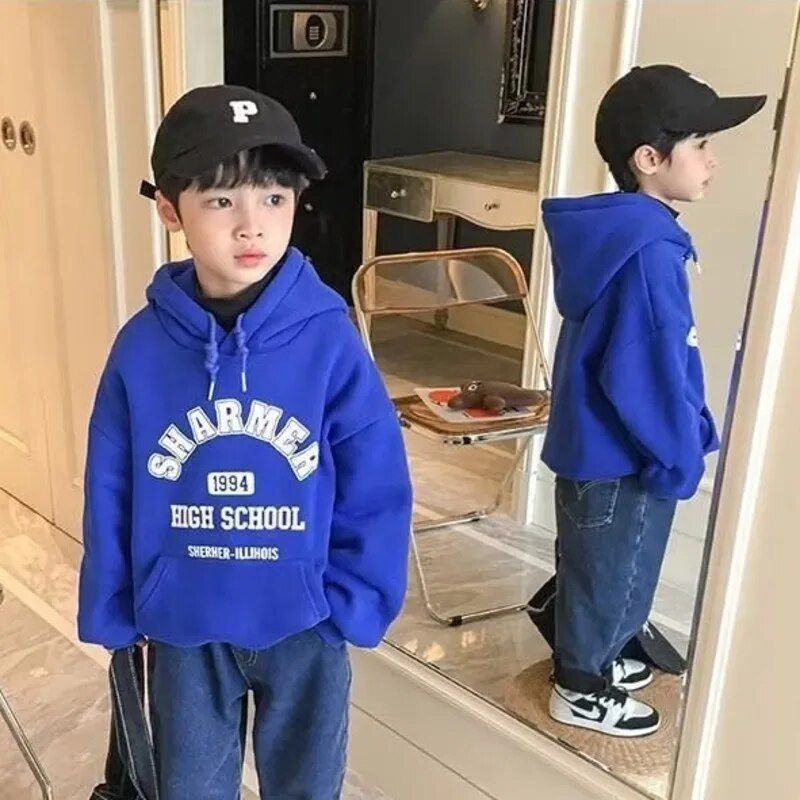 Blue Boysi laste kevadine ja sügisene uus vabaaja mitmekülgne kampsun Baby avara kapuutsiga plüüsi ja paksendatud talverõivastega