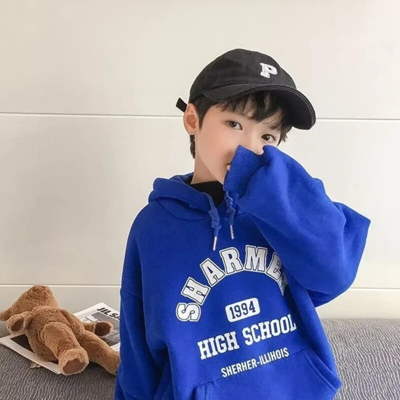 Blue Boysi laste kevadine ja sügisene uus vabaaja mitmekülgne kampsun Baby avara kapuutsiga plüüsi ja paksendatud talverõivastega