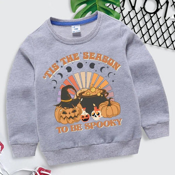 Качулки за Хелоуин Детски есенни пуловери Harajuku Сезонът е призрачен принт Дрехи за момчета Забавни суичъри с тиква и момичета