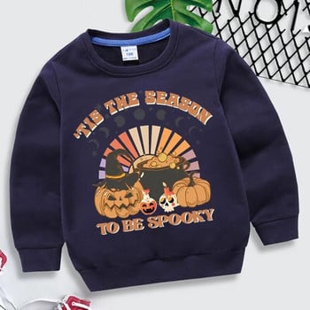 Качулки за Хелоуин Детски есенни пуловери Harajuku Сезонът е призрачен принт Дрехи за момчета Забавни суичъри с тиква и момичета