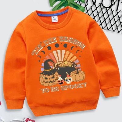 Hanorace de Halloween Copii Toamnă Harajuku Pulovere Este sezonul de a fi înfricoșător Imprimare Haine pentru băieți Hanorace amuzante cu dovleac pentru fete