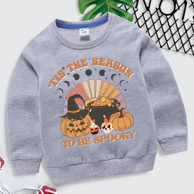 Hanorace de Halloween Copii Toamnă Harajuku Pulovere Este sezonul de a fi înfricoșător Imprimare Haine pentru băieți Hanorace amuzante cu dovleac pentru fete