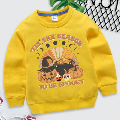 Hanorace de Halloween Copii Toamnă Harajuku Pulovere Este sezonul de a fi înfricoșător Imprimare Haine pentru băieți Hanorace amuzante cu dovleac pentru fete