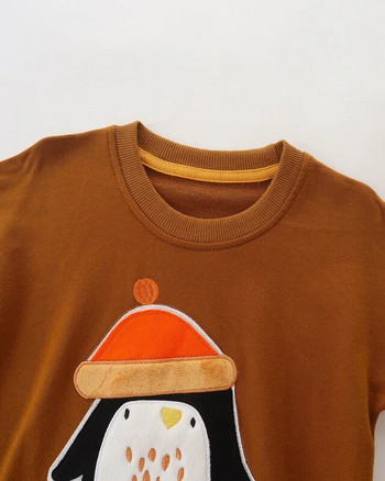 Little maven Παιδικά φούτερ 2022 Φθινοπωρινό κέντημα με πιγκουίνος Παιδικά μακρυμάνικα ρούχα για αγόρια, κορίτσια, αθλητικά φούτερ