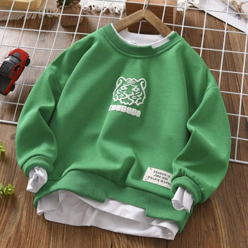 Пуловер за момчета Детски дрехи 2023 Пролет есен Детска фалшива долна риза от две части с дълъг ръкав Детска свободна горна част