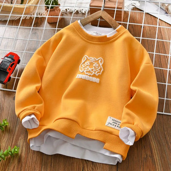 Пуловер за момчета Детски дрехи 2023 Пролет есен Детска фалшива долна риза от две части с дълъг ръкав Детска свободна горна част