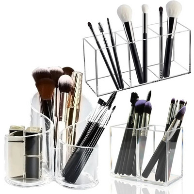 Machiaj cosmetic transparent Machiaj acrilic Pensula de machiaj Cutie de depozitare Cutie de pix Suport creion Organizator de masă Instrument de machiaj pentru birou