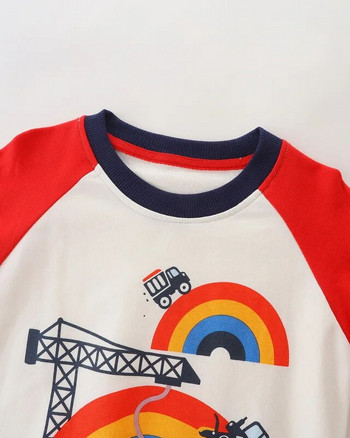 Little maven Суичъри за момчета Mixer Truck Pattern Бебешки модни тениски с дълъг ръкав Есенни нови щампи на превозни средства Детски дрехи