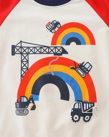 Little maven Суичъри за момчета Mixer Truck Pattern Бебешки модни тениски с дълъг ръкав Есенни нови щампи на превозни средства Детски дрехи