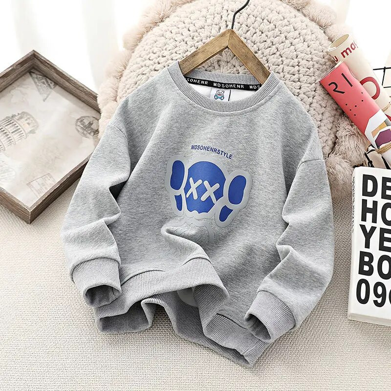 Vyriški megztiniai, 2022 m. pavasaris ir ruduo, rudenį, nauji berniukų marškinėliai Viduriniai ir dideli vaikams madingi drabužiai ilgomis rankovėmis