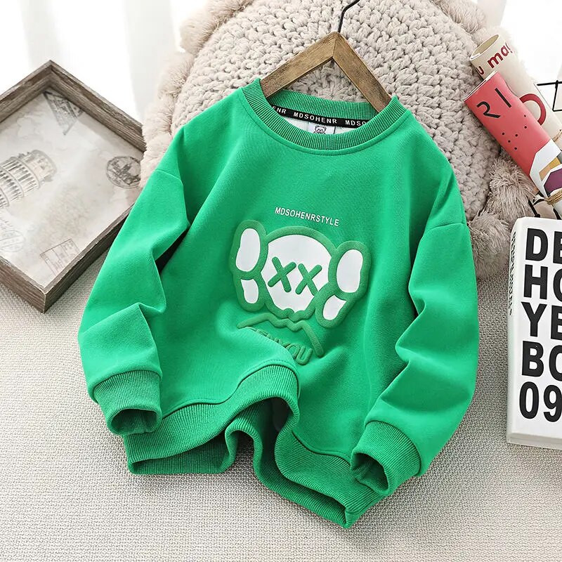 Vyriški megztiniai, 2022 m. pavasaris ir ruduo, rudenį, nauji berniukų marškinėliai Viduriniai ir dideli vaikams madingi drabužiai ilgomis rankovėmis