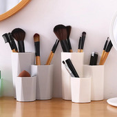 Organizatoriaus šepečiai laikiklis rašiklis Makiažo šepetėlis puodukas plastikinis laikymo indelis kosmetikai medvilniniai tamponai rūbų pieštukų organizatorius