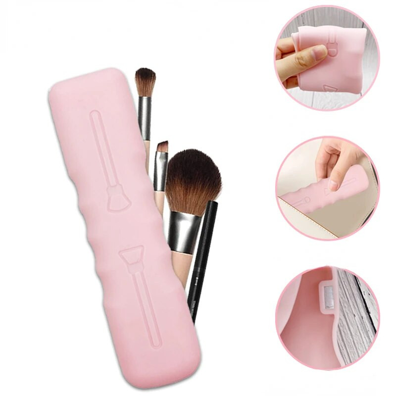 „Fast Drop Shipping“ silikoninis makiažo šepetėlio kelioninis dėklas, vandeniui atsparus makiažo šepetėlio kelioninis laikiklis, naujas mados nešiojamas šepetėlių laikiklis