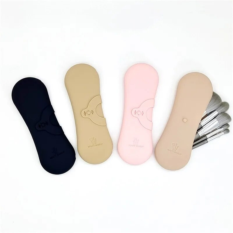 Θήκη για βούρτσα μακιγιάζ ταξιδιού Φορητή αγκράφα για τσάντα μακιγιάζ από σιλικόνη Μαλακή κομψή αδιάβροχη θήκη για εργαλεία μακιγιάζ