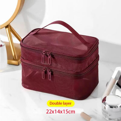 Διχτυωτή τσάντα καλλυντικών Γυναικεία φορητή θήκη μακιγιάζ Μεγάλης χωρητικότητας Ταξιδιωτικό φερμουάρ Organizer Μακιγιάζ Περιποίησης Beauty Storage