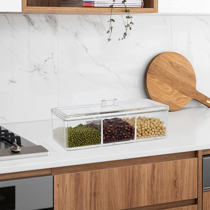 Vatipadjakeste hoidja 3-restiline kosmeetikapatjade hoiukarp kaanega Akrüülist meigipintslihoidja jaotur läbipaistev puuvill