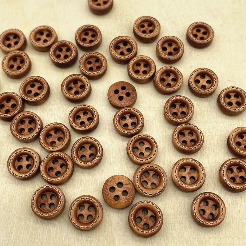 Uued 50 tk 10 mm 4 auguga mini värvinööbid Täpiline niit puidust nööbid rõivatarvikud, pulmakaunistused, õmblustarvikud