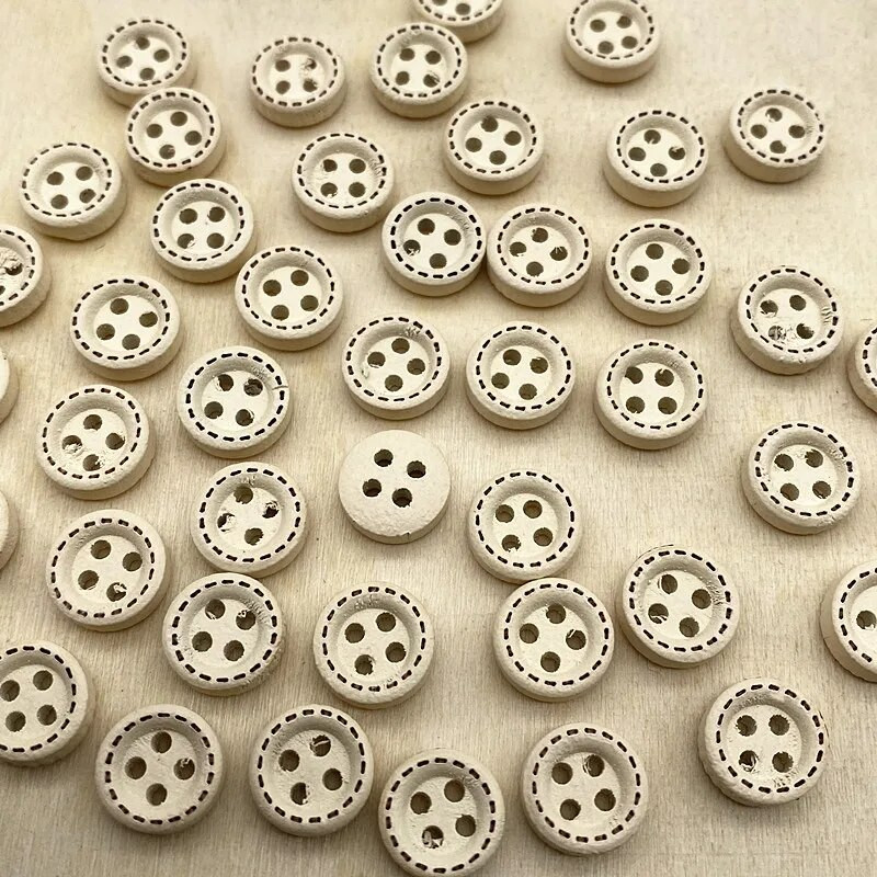 Uued 50 tk 10 mm 4 auguga mini värvinööbid Täpiline niit puidust nööbid rõivatarvikud, pulmakaunistused, õmblustarvikud