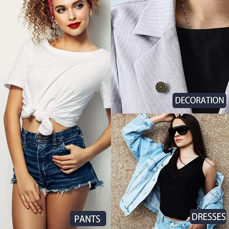 20/10 kom. Odvojivi traperice Zakopčavanje s gumbom na vijak Igle za hlače Traperice bez noktiju Podesivi struk Kopče od legure Pribor za šivanje