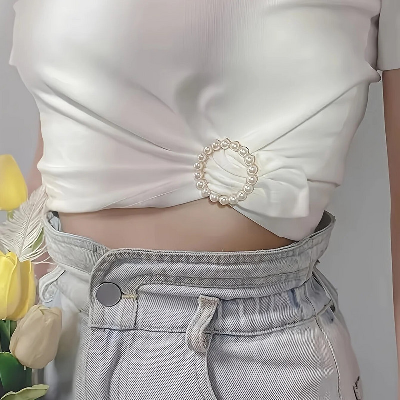 Uus mood nurga alläär talje sõlmitud prossid Kristallpärlmetallist Hijab Sall Ring Nööpsärk T-särk Fikseeritud pandlaga aksessuaarid