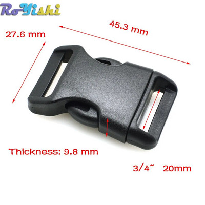 10 tk/pakk Piastic küljekinnitusega pannal kaardus 550 Paracord käevõru koera kaelarihm seljakoti rihm 10 mm 15 mm 20 mm 25 mm