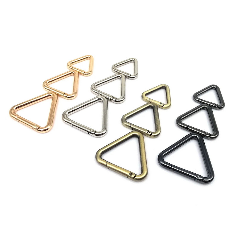 Metalinis trikampis spyruoklinis žiedas atviras odinis krepšys rankinės diržo sagtis karabinas Jungtis raktas šunų grandinėlė užsegimas gaiduko kabliukas