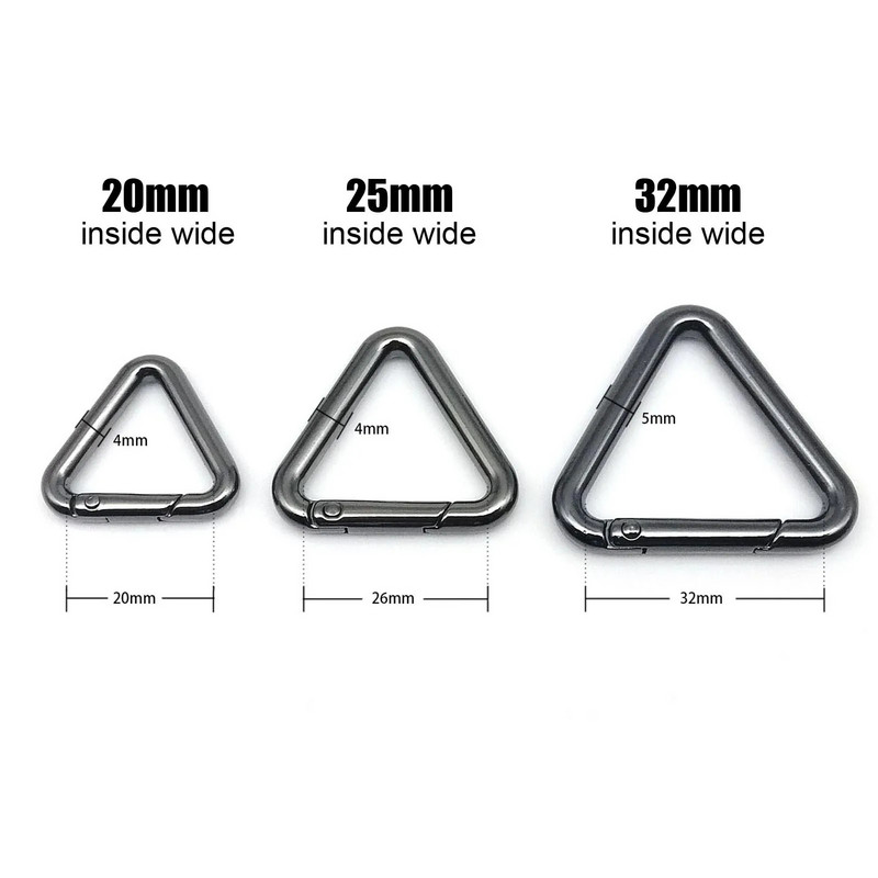 Metalinis trikampis spyruoklinis žiedas atviras odinis krepšys rankinės diržo sagtis karabinas Jungtis raktas šunų grandinėlė užsegimas gaiduko kabliukas
