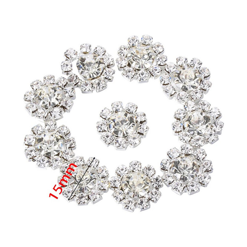 10 vnt. „Pasidaryk pats“ gėlių mygtukai Kalnų krištolas, snaigė, padengtas plaukų segtuku, priedai, plokščia sagtimi, drabužiai, siuvami drabužiai, amatai