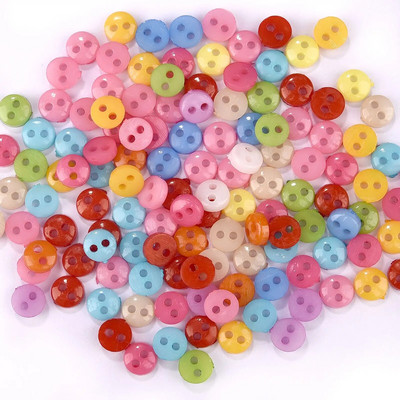 100 vnt Mini mygtukai Plastikiniai lėlių drabužiai Apvalios sagtys Rankų darbo animacinių filmų drabužių siuvimo rankdarbiai.