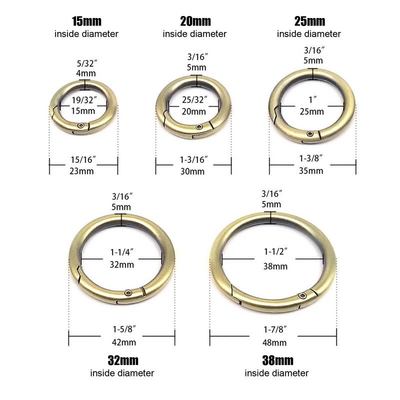 5 tk vedruvärava O rõngas avatav võtmehoidja võti nahast kott käekoti rihma rihma leiud ripats pandla klambriga klambriga päästiku konks
