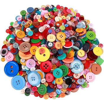 100 бр. 1-3 см кръгли копчета от смола Разноцветен бутон Детски копчета за ръчно рисуване 2/4 дупки Копче за Направи си сам занаятчийски шевни аксесоари