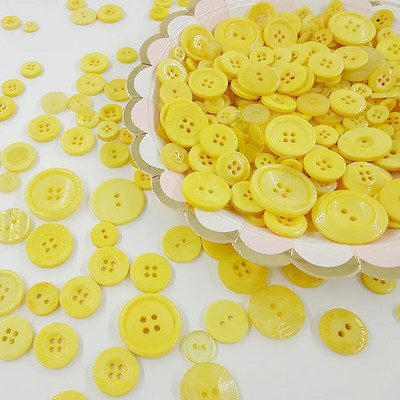 100Pcs 1-3cm Στρογγυλά κουμπιά ρητίνης Mixed Color Button Kids Manual Button Painting 2/4 Holes button for DIY Craft Sewing Accessories