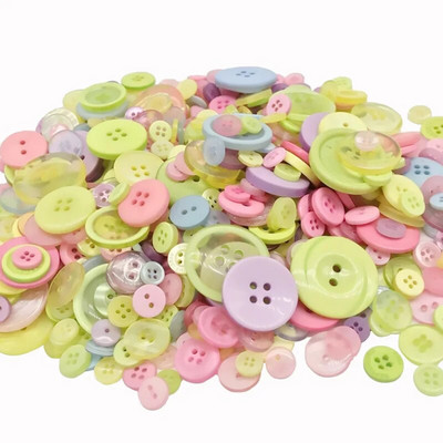 100Pcs 1-3cm Στρογγυλά κουμπιά ρητίνης Mixed Color Button Kids Manual Button Painting 2/4 Holes button for DIY Craft Sewing Accessories