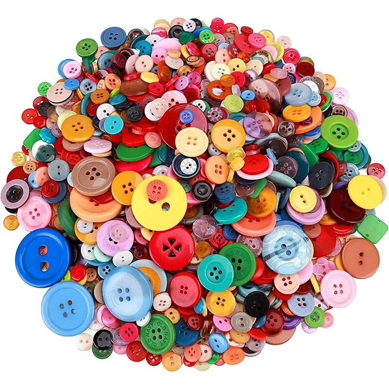 100Pcs 1-3cm Στρογγυλά κουμπιά ρητίνης Mixed Color Button Kids Manual Button Painting 2/4 Holes button for DIY Craft Sewing Accessories