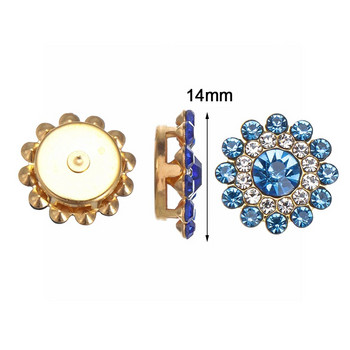 10PCS 14mm копчета със страз във формата на слънчоглед Кристални стъклени камъни Декорация на дрехи Шиене на копчета Аксесоари за облекло