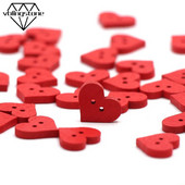 50 tk 15x12mm punane südamenupp lastele 2 auguga dekoratiivsed puidust nööbid riiete jaoks Õmblustarvikud Scrapbooking käsitöö DIY